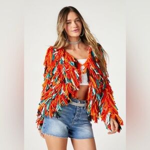 Forever 21 Multicolor Yarn Fringe Jacket